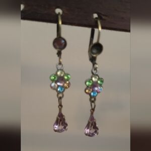 Michal Negrin Earrings Flower Teardrop & Swarovski Crystal